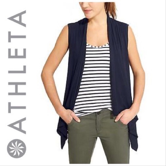 Athleta | Sweaters | Athleta Sleeveless Waterfall Cardigan Black Xs |  Poshmark
